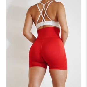 High Waisted Athletic Shorts (red)